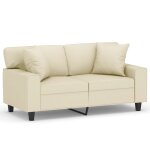 Vidaxl canap� 2 places avec oreillers cr�me 120 cm similicuir