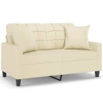 Vidaxl canapé 2 places avec oreillers crème 120 cm similicuir Vidaxl canapé 2 places avec oreillers crème 120 cm similicuir