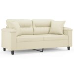 Vidaxl canapé 2 places avec oreillers crème 140 cm similicuir Vidaxl canapé 2 places avec oreillers crème 140 cm similicuir