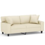 Vidaxl canapé 2 places avec oreillers crème 140 cm similicuir Vidaxl canapé 2 places avec oreillers crème 140 cm similicuir