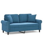Vidaxl canapé 2 places avec oreillers décoratifs bleu 140 cm velours Vidaxl canapé 2 places avec oreillers décoratifs bleu 140 cm velours