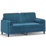 Vidaxl canap� 2 places avec oreillers d�coratifs bleu 140 cm velours