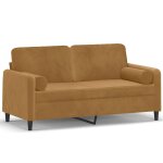 Vidaxl canap� 2 places avec oreillers d�coratifs brun 140 cm velours