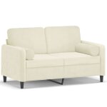 Vidaxl canap� 2 places avec oreillers d�coratifs cr�me 120 cm velours