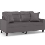 Vidaxl canapé 2 places avec oreillers décoratifs gris 140cm similicuir Vidaxl canapé 2 places avec oreillers décoratifs gris 140cm similicuir