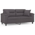 Vidaxl canap 2 places avec oreillers dcoratifs gris 140cm similicuir