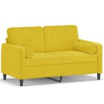 Vidaxl canap� 2 places avec oreillers d�coratifs jaune 120 cm velours
