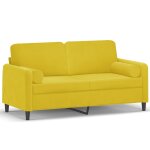 Vidaxl canap� 2 places avec oreillers d�coratifs jaune 140 cm velours
