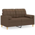 Vidaxl canap 2 places avec oreillers dcoratifs marron 120 cm tissu