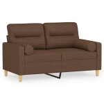 Vidaxl canap� 2 places avec oreillers d�coratifs marron 120 cm tissu