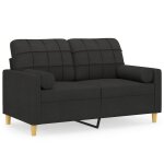 Vidaxl canap� 2 places avec oreillers d�coratifs noir 120 cm tissu