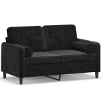 Vidaxl canapé 2 places avec oreillers décoratifs noir 120 cm velours Vidaxl canapé 2 places avec oreillers décoratifs noir 120 cm velours