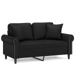 Vidaxl canap� 2 places avec oreillers d�coratifs noir 120cm similicuir