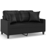 Vidaxl canap 2 places avec oreillers dcoratifs noir 120cm similicuir
