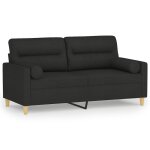 Vidaxl canap 2 places avec oreillers dcoratifs noir 140 cm tissu