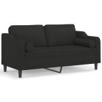 Vidaxl canap� 2 places avec oreillers d�coratifs noir 140 cm tissu