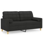 Vidaxl canap� 2 places avec oreillers d�coratifs noir 140 cm tissu