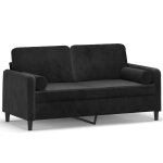 Vidaxl canap� 2 places avec oreillers d�coratifs noir 140 cm velours