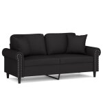 Vidaxl canapé 2 places avec oreillers décoratifs noir 140 cm velours Vidaxl canapé 2 places avec oreillers décoratifs noir 140 cm velours