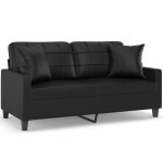 Vidaxl canap 2 places avec oreillers dcoratifs noir 140cm similicuir