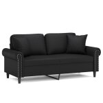 Vidaxl canapé 2 places avec oreillers décoratifs noir 140cm similicuir Vidaxl canapé 2 places avec oreillers décoratifs noir 140cm similicuir