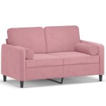 Vidaxl canap� 2 places avec oreillers d�coratifs rose 120 cm velours