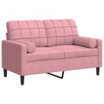 Vidaxl canap� 2 places avec oreillers d�coratifs rose 120 cm velours