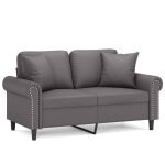 Vidaxl canap 2 places avec oreillers gris 120 cm similicuir