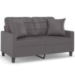 Vidaxl canapé 2 places avec oreillers gris 120 cm similicuir Vidaxl canapé 2 places avec oreillers gris 120 cm similicuir