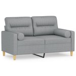 Vidaxl canap 2 places avec oreillers gris clair 120 cm tissu