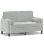 Vidaxl canap� 2 places avec oreillers gris clair 120 cm velours