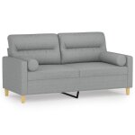 Vidaxl canap� 2 places avec oreillers gris clair 140 cm tissu