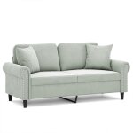 Vidaxl canap� 2 places avec oreillers gris clair 140 cm velours