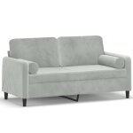 Vidaxl canap� 2 places avec oreillers gris clair 140 cm velours