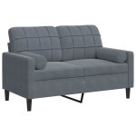 Vidaxl canap� 2 places avec oreillers gris fonc� 120 cm velours