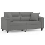 Vidaxl canap� 2 places avec oreillers gris fonc� 140 cm