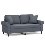 Vidaxl canapé 2 places avec oreillers gris foncé 140 cm velours Vidaxl canapé 2 places avec oreillers gris foncé 140 cm velours