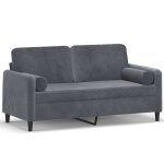 Vidaxl canap� 2 places avec oreillers gris fonc� 140 cm velours