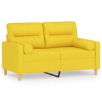 Vidaxl canapé 2 places avec oreillers jaune clair 120 cm tissu Vidaxl canapé 2 places avec oreillers jaune clair 120 cm tissu