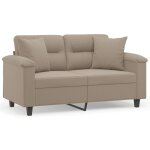 Vidaxl canap� 2 places avec oreillers taupe 120 cm tissu microfibre