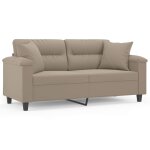 Vidaxl canap� 2 places avec oreillers taupe 140 cm tissu microfibre