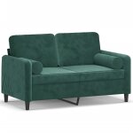 Vidaxl canap 2 places avec oreillers vert fonc 120 cm velours