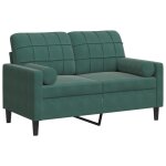 Vidaxl canapé 2 places avec oreillers vert foncé 120 cm velours Vidaxl canapé 2 places avec oreillers vert foncé 120 cm velours