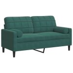 Vidaxl canap 2 places avec oreillers vert fonc 140 cm velours
