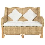 Vidaxl canapé 2 places rotin naturel et lin Vidaxl canapé 2 places rotin naturel et lin