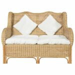 Vidaxl canap� 2 places rotin naturel et lin