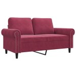 Vidaxl canapé à 2 places rouge bordeaux 120 cm velours Vidaxl canapé à 2 places rouge bordeaux 120 cm velours