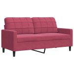 Vidaxl canapé à 2 places rouge bordeaux 140 cm velours Vidaxl canapé à 2 places rouge bordeaux 140 cm velours