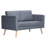 Vidaxl canap  2 places tissu gris fonc