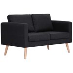 Vidaxl canap  2 places tissu noir